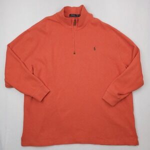 Polo Ralph Lauren Sweater Mens‎ Big 3X Orange Quarter Zip Pullover Mock Neck